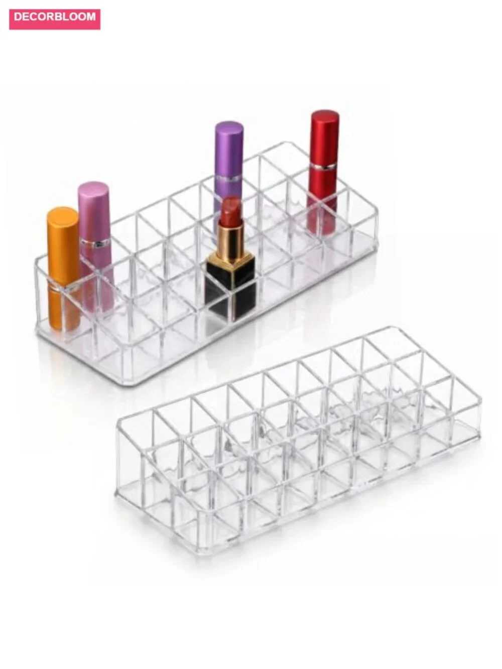 2-Pack 24-Slot Acrylic Makeup Organizer Lipstick Holder for Vanity